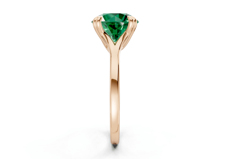 Dahlia Emerald Gemstone Solitaire Round Cut 1.8mm Engagement Ring - Ring Premier