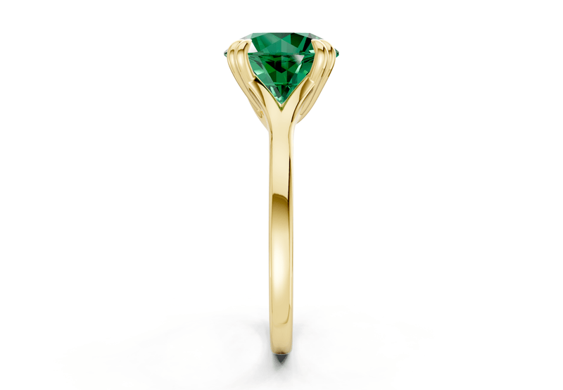 Dahlia Emerald Gemstone Solitaire Round Cut 1.8mm Engagement Ring - Ring Premier