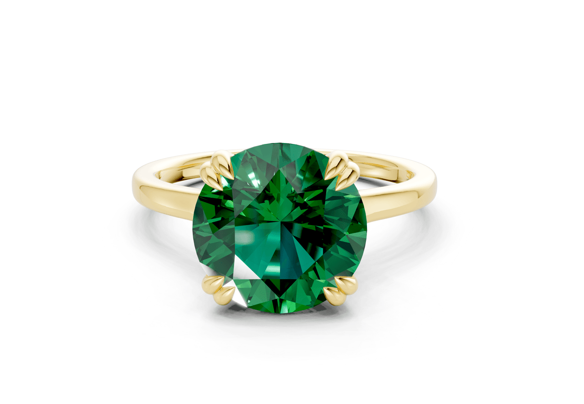 Dahlia Emerald Gemstone Solitaire Round Cut 1.8mm Engagement Ring