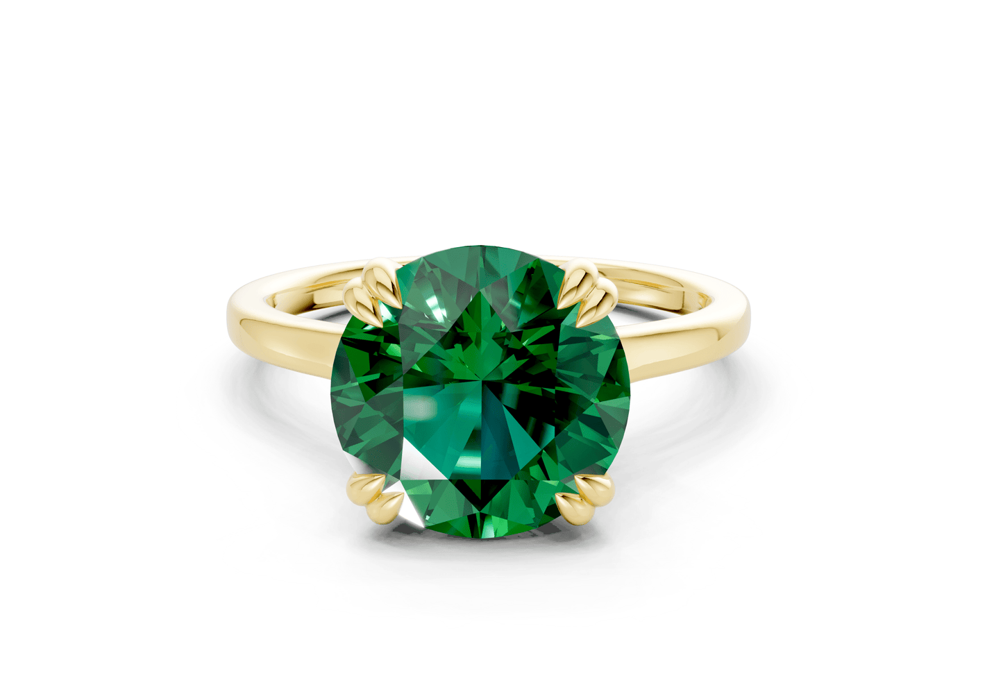 Dahlia Emerald Gemstone Solitaire Round Cut 1.8mm Engagement Ring - Ring Premier