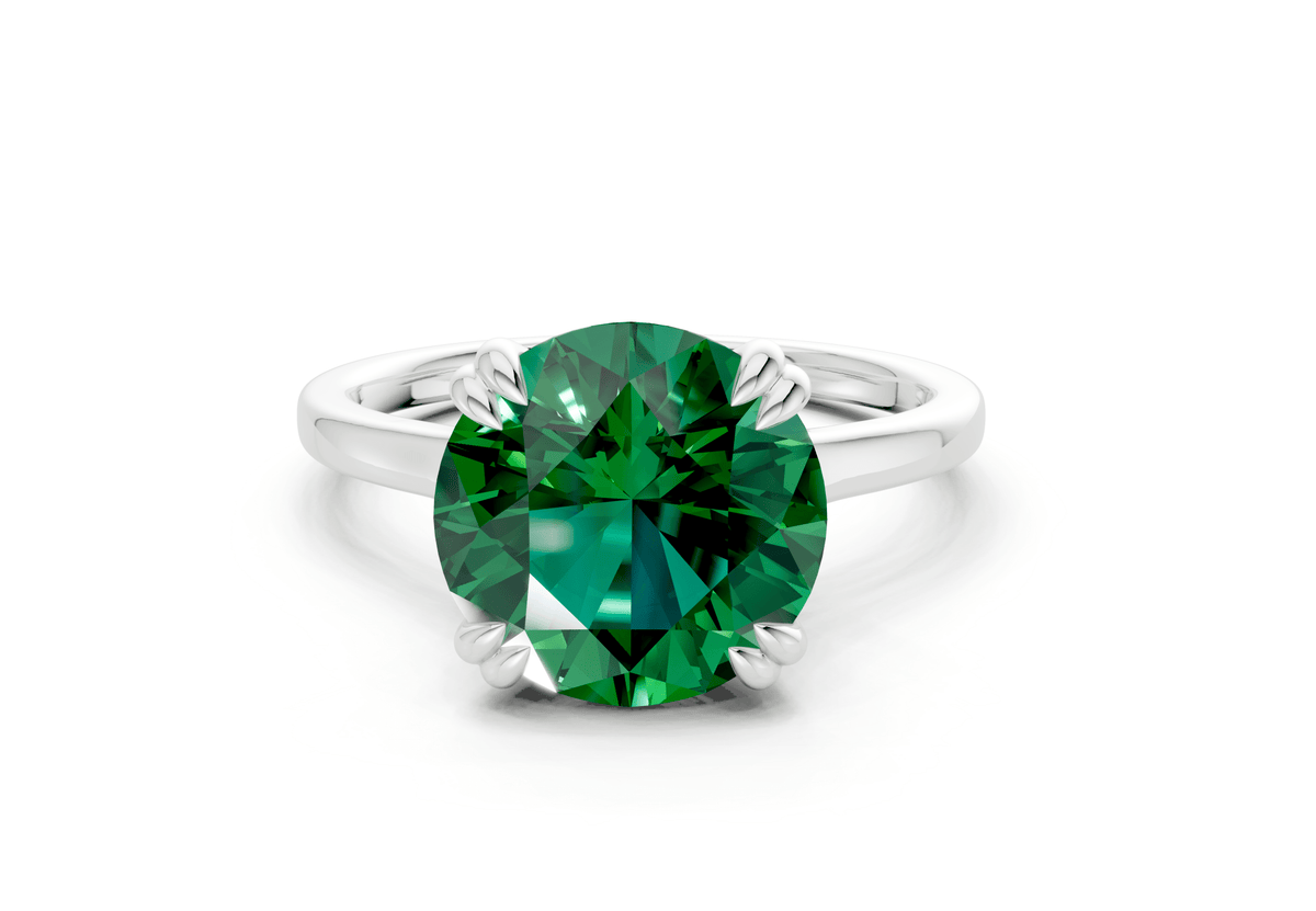 Dahlia Emerald Gemstone Solitaire Round Cut 1.8mm Engagement Ring