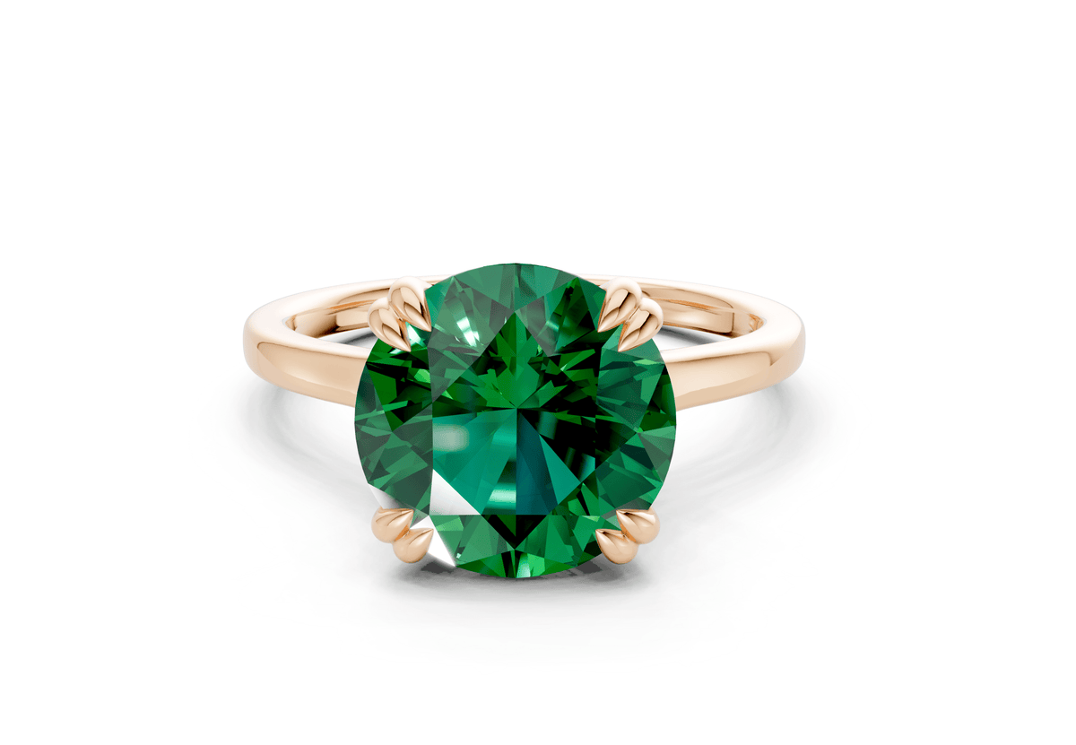 Dahlia Emerald Gemstone Solitaire Round Cut 1.8mm Engagement Ring