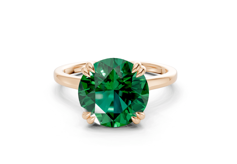Dahlia Emerald Gemstone Solitaire Round Cut 1.8mm Engagement Ring - Ring Premier