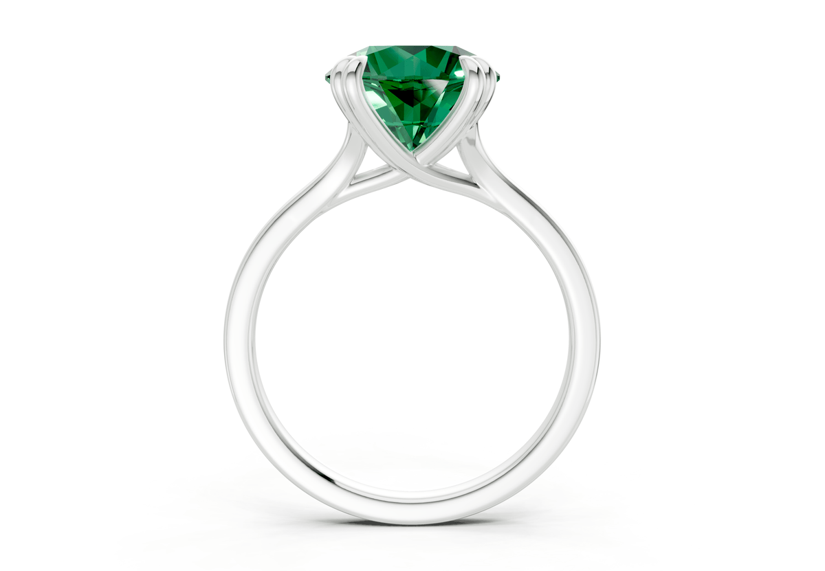 Dahlia Emerald Gemstone Solitaire Round Cut 1.8mm Engagement Ring