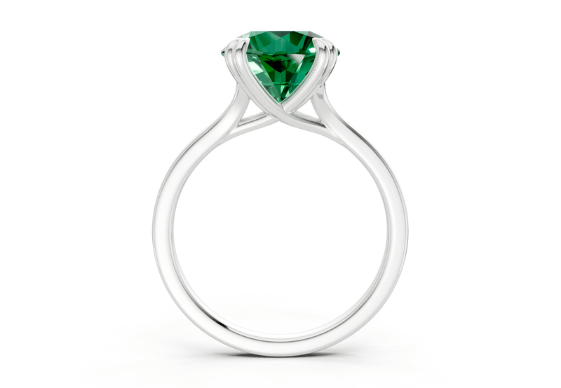 Dahlia Emerald Gemstone Solitaire Round Cut 1.8mm Engagement Ring - Ring Premier
