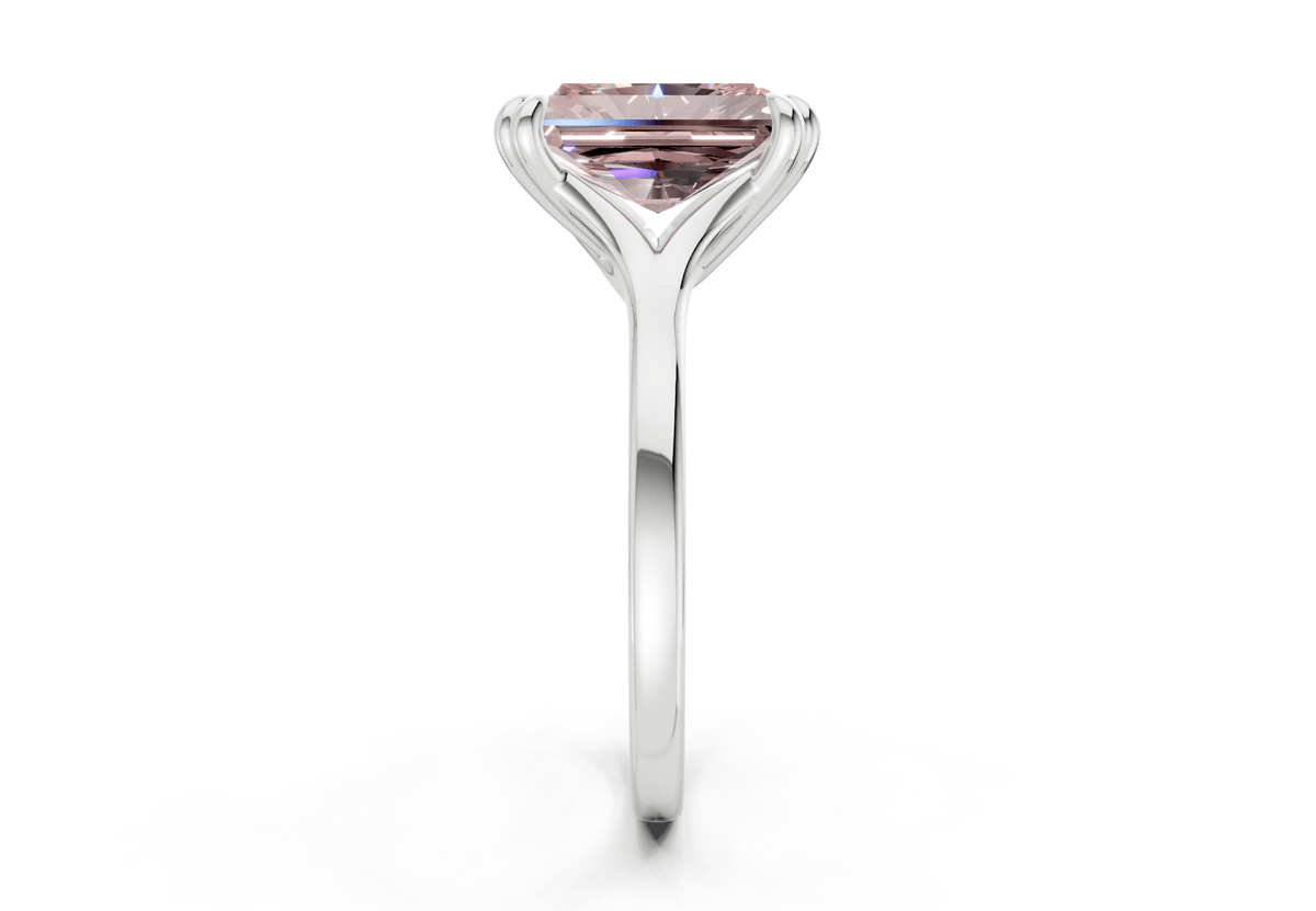 Dahlia Pink Diamond Solitaire Radiant Cut 1.8mm Engagement Ring