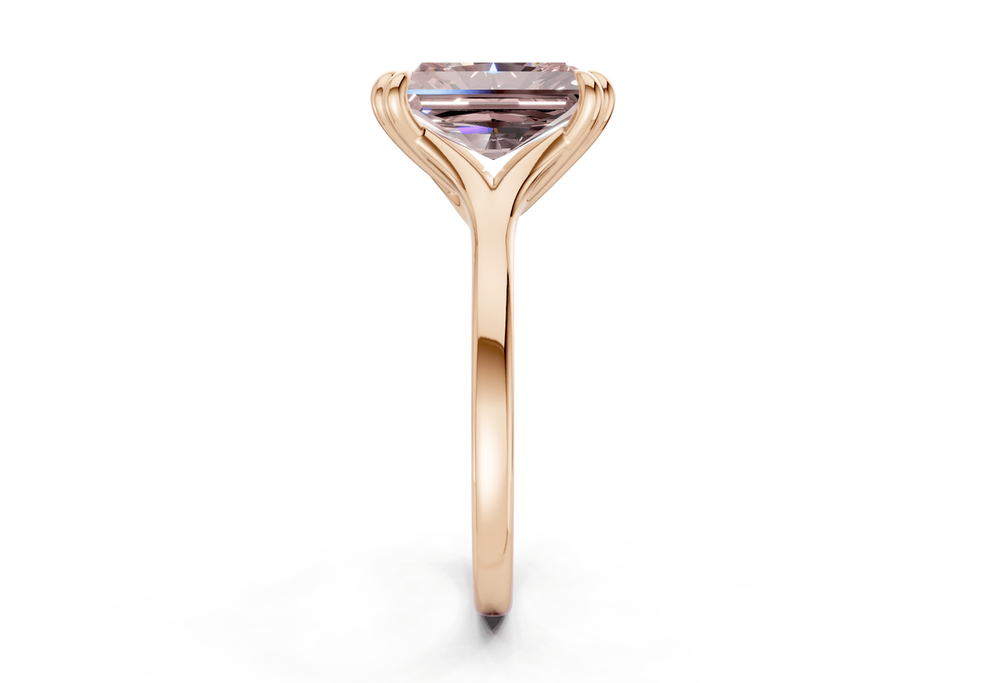 Dahlia Pink Diamond Solitaire Radiant Cut 1.8mm Engagement Ring