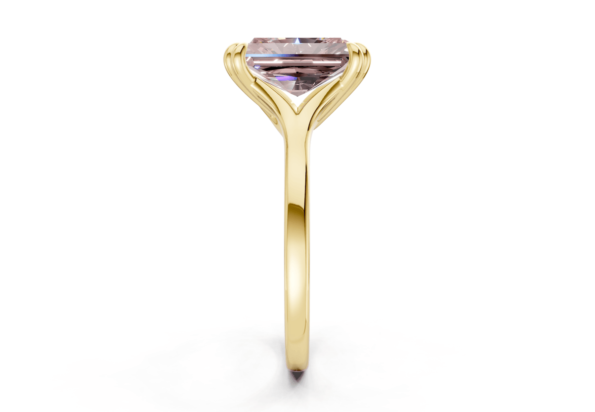 Dahlia Pink Diamond Solitaire Radiant Cut 1.8mm Engagement Ring