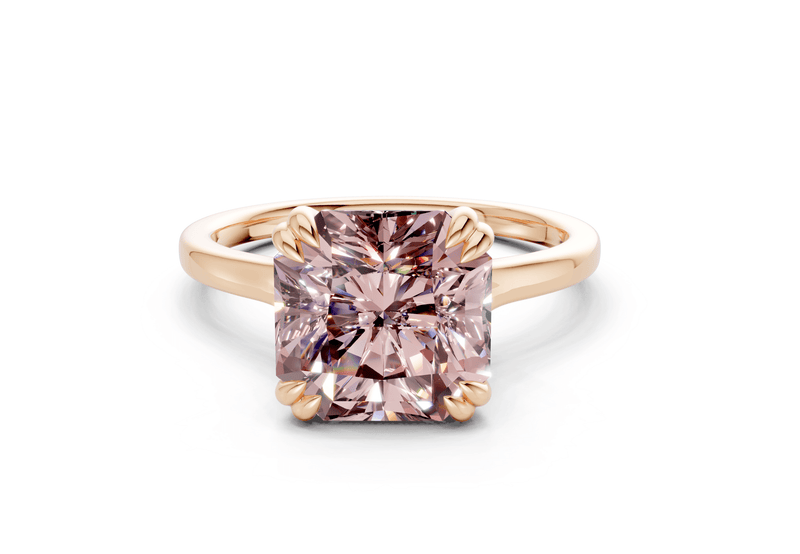 Dahlia Pink Diamond Solitaire Radiant Squareuare Cut 1.8mm Engagement Ring - Ring Premier