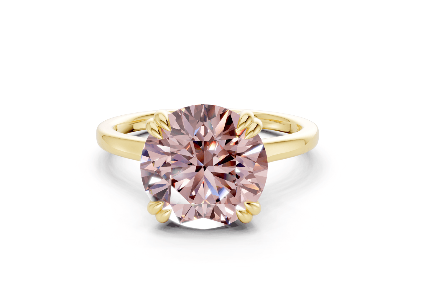 Dahlia Pink Diamond Solitaire Round Cut 1.8mm Engagement Ring - Ring Premier