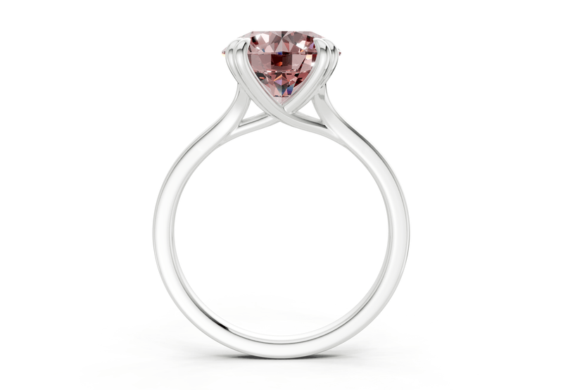 Dahlia Pink Diamond Solitaire Round Cut 1.8mm Engagement Ring - Ring Premier