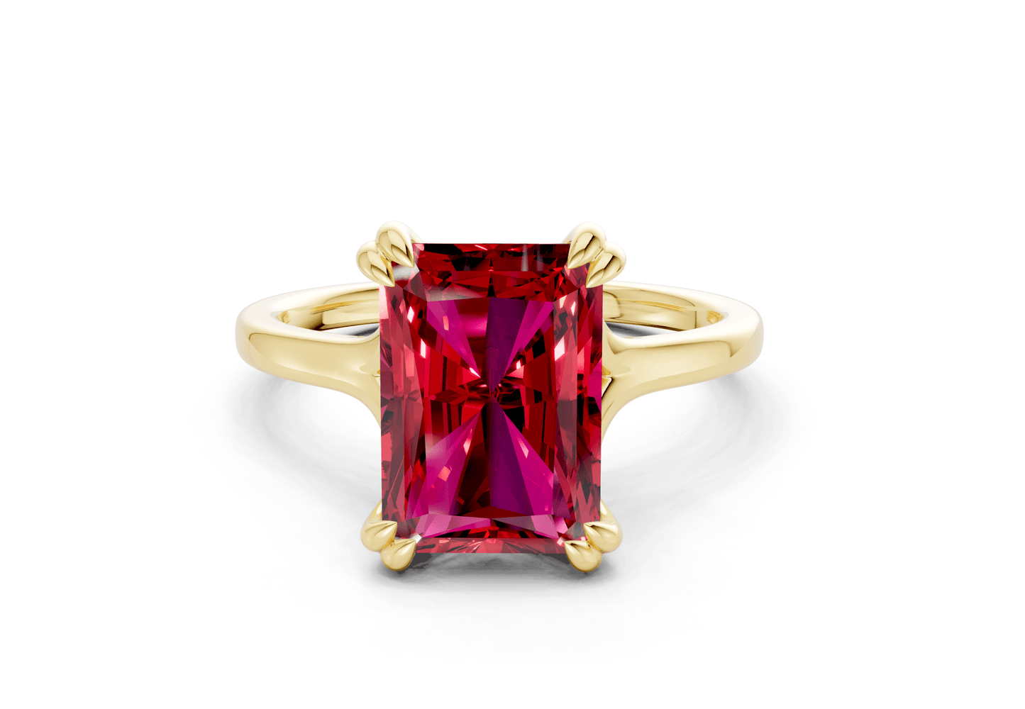 Dahlia Ruby Gemstone Solitaire Radiant Cut 1.8mm Engagement Ring - Ring Premier