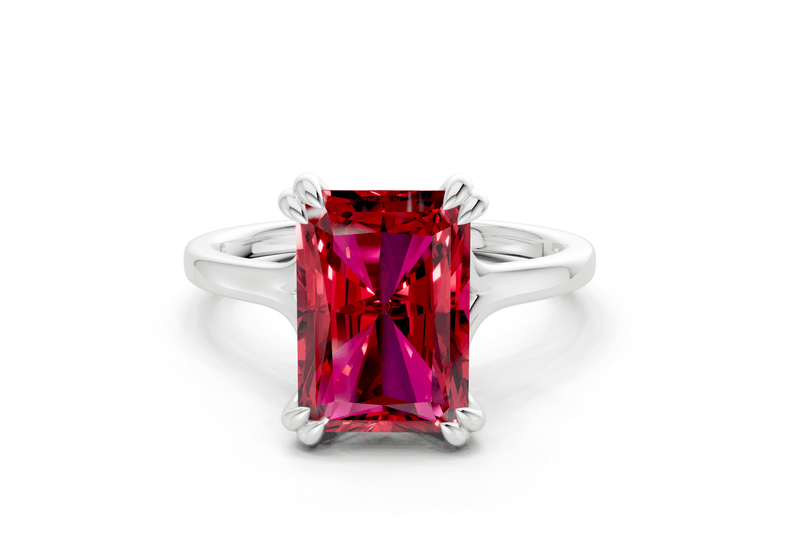 Dahlia Ruby Gemstone Solitaire Radiant Cut 1.8mm Engagement Ring - Ring Premier