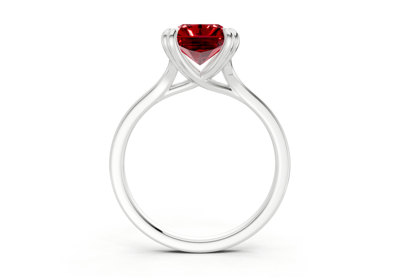 Dahlia Ruby Gemstone Solitaire Radiant Cut 1.8mm Engagement Ring - Ring Premier