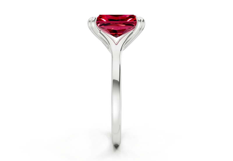 Dahlia Ruby Gemstone Solitaire Radiant Cut 1.8mm Engagement Ring - Ring Premier