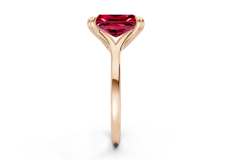 Dahlia Ruby Gemstone Solitaire Radiant Cut 1.8mm Engagement Ring - Ring Premier