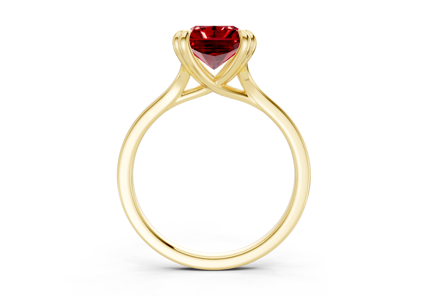 Dahlia Ruby Gemstone Solitaire Radiant Cut 1.8mm Engagement Ring - Ring Premier