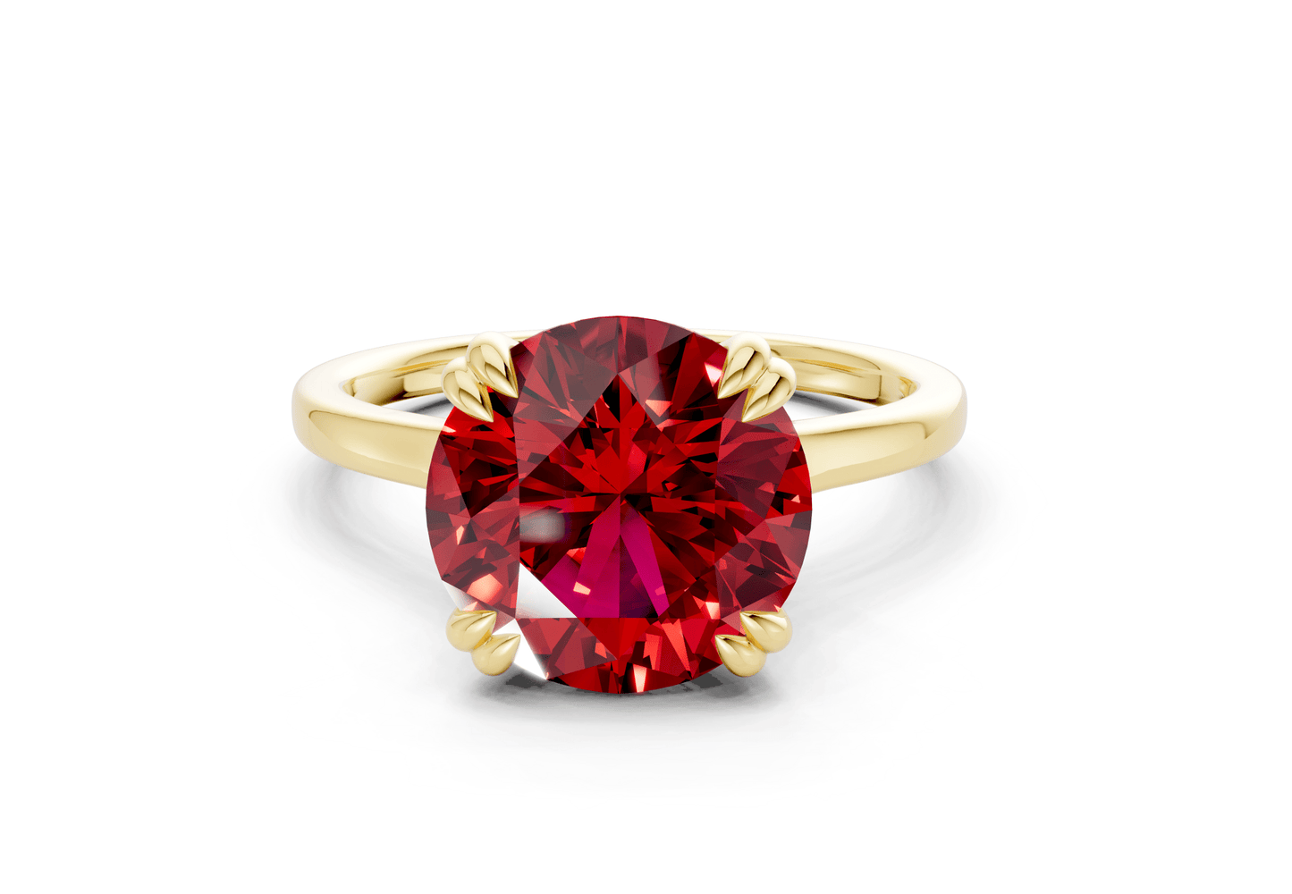 Dahlia Ruby Gemstone Solitaire Round Cut 1.8mm Engagement Ring - Ring Premier