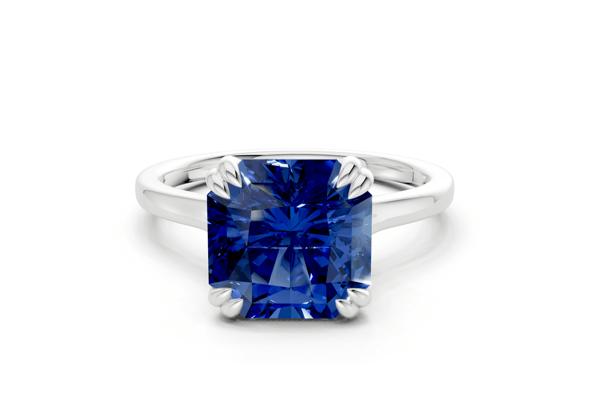 Dahlia Sapphire Gemstone Solitaire Radiant Squareuare Cut 1.8mm Engagement Ring