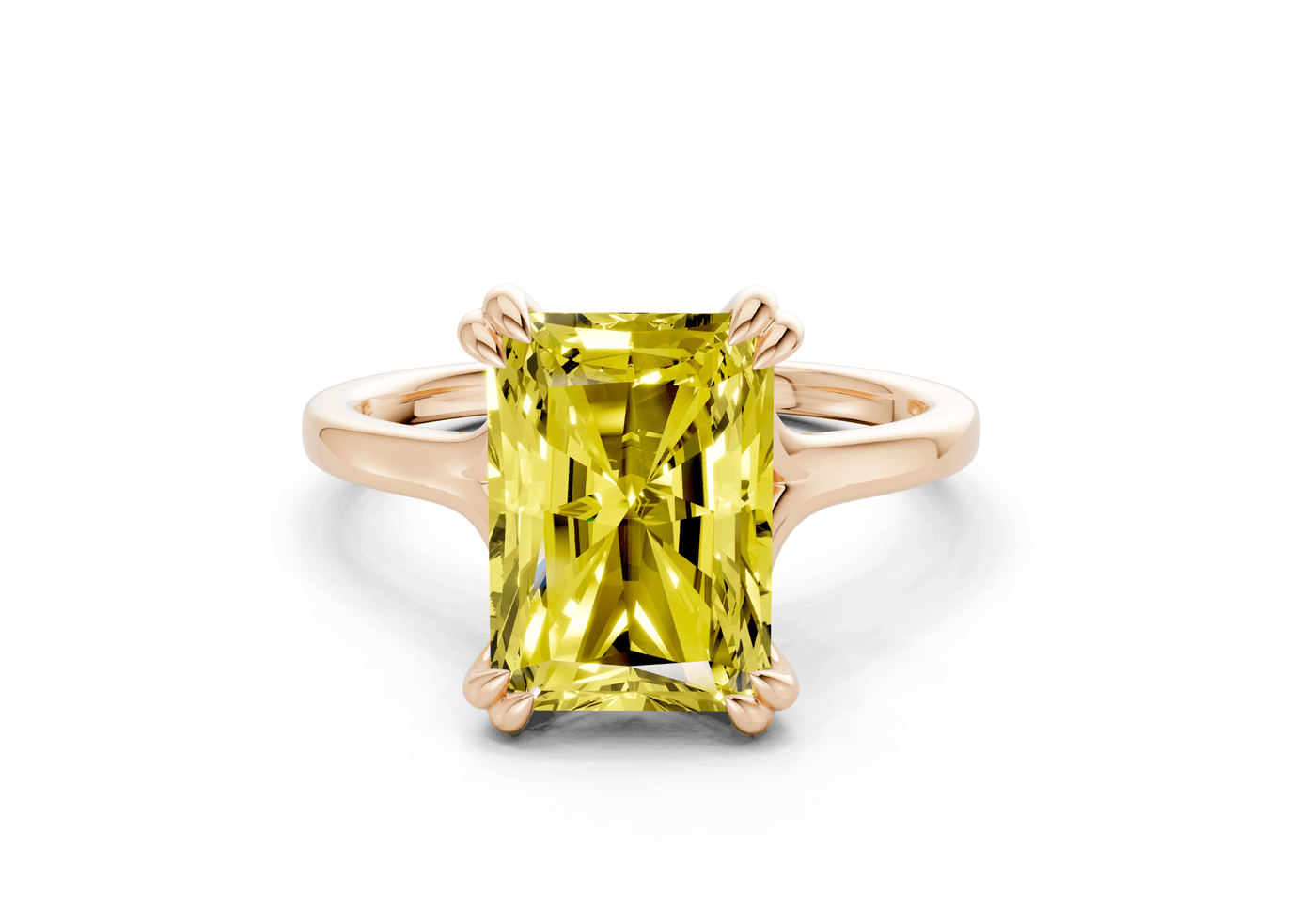 Dahlia Yellow Diamond Solitaire Radiant Cut 1.8mm Engagement Ring