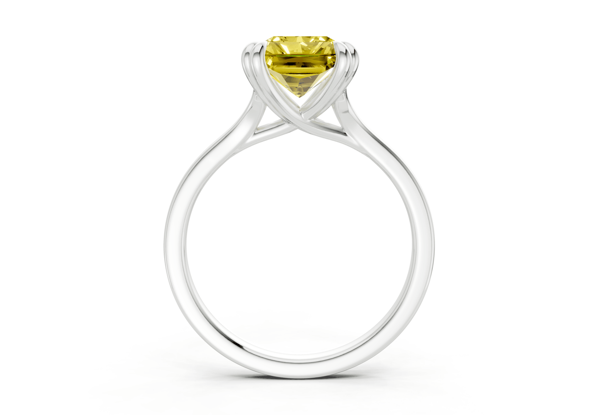 Dahlia Yellow Diamond Solitaire Radiant Cut 1.8mm Engagement Ring