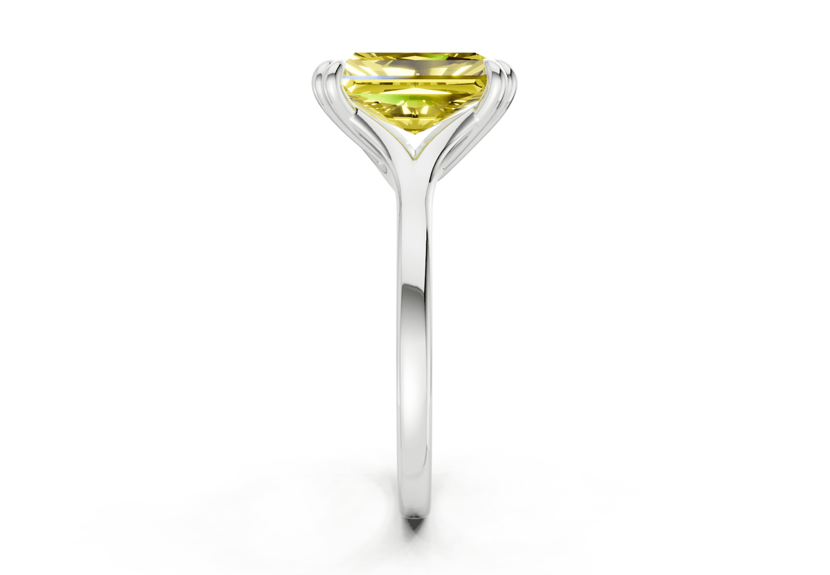 Dahlia Yellow Diamond Solitaire Radiant Cut 1.8mm Engagement Ring