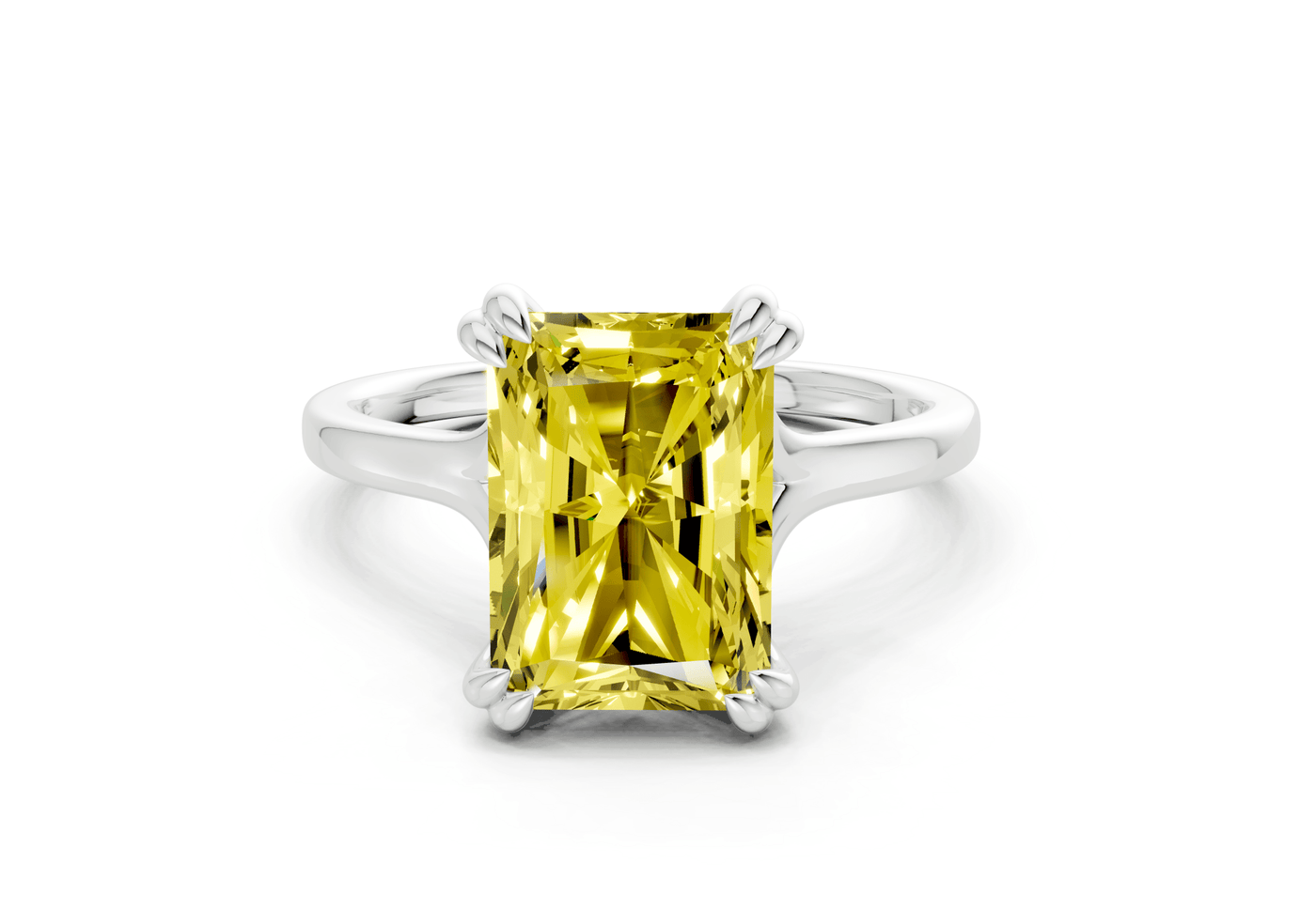 Dahlia Yellow Diamond Solitaire Radiant Cut 1.8mm Engagement Ring