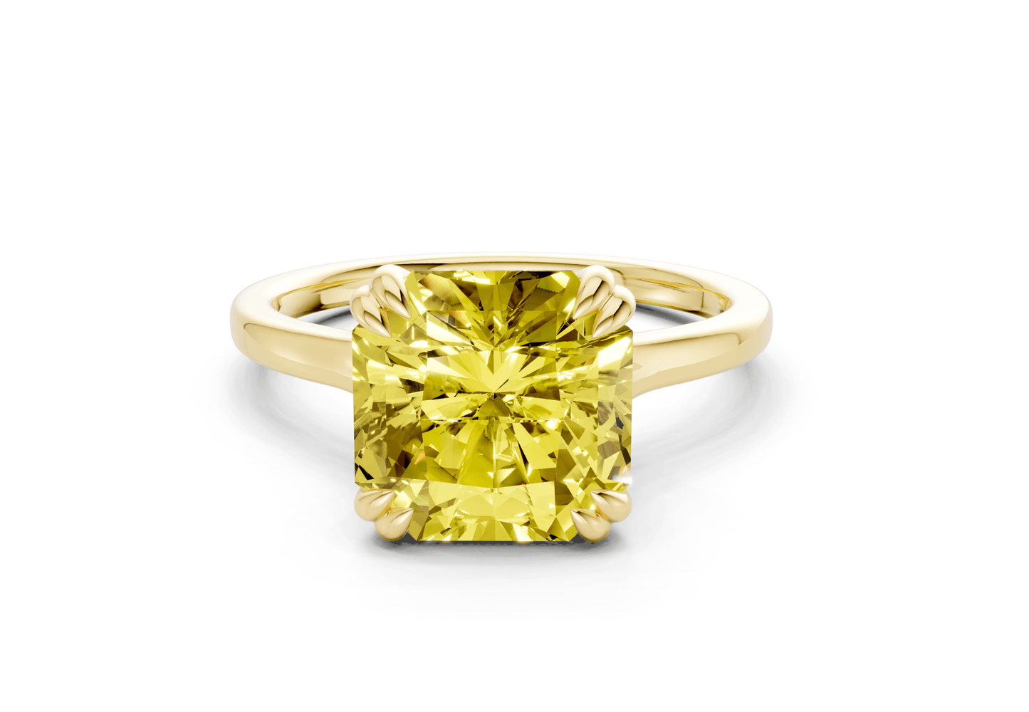 Dahlia Yellow Diamond Solitaire Radiant Squareuare Cut 1.8mm Engagement Ring - Ring Premier