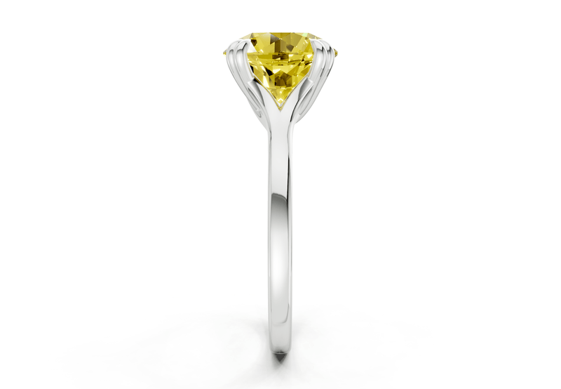 Dahlia Yellow Diamond Solitaire Round Cut 1.8mm Engagement Ring - Ring Premier