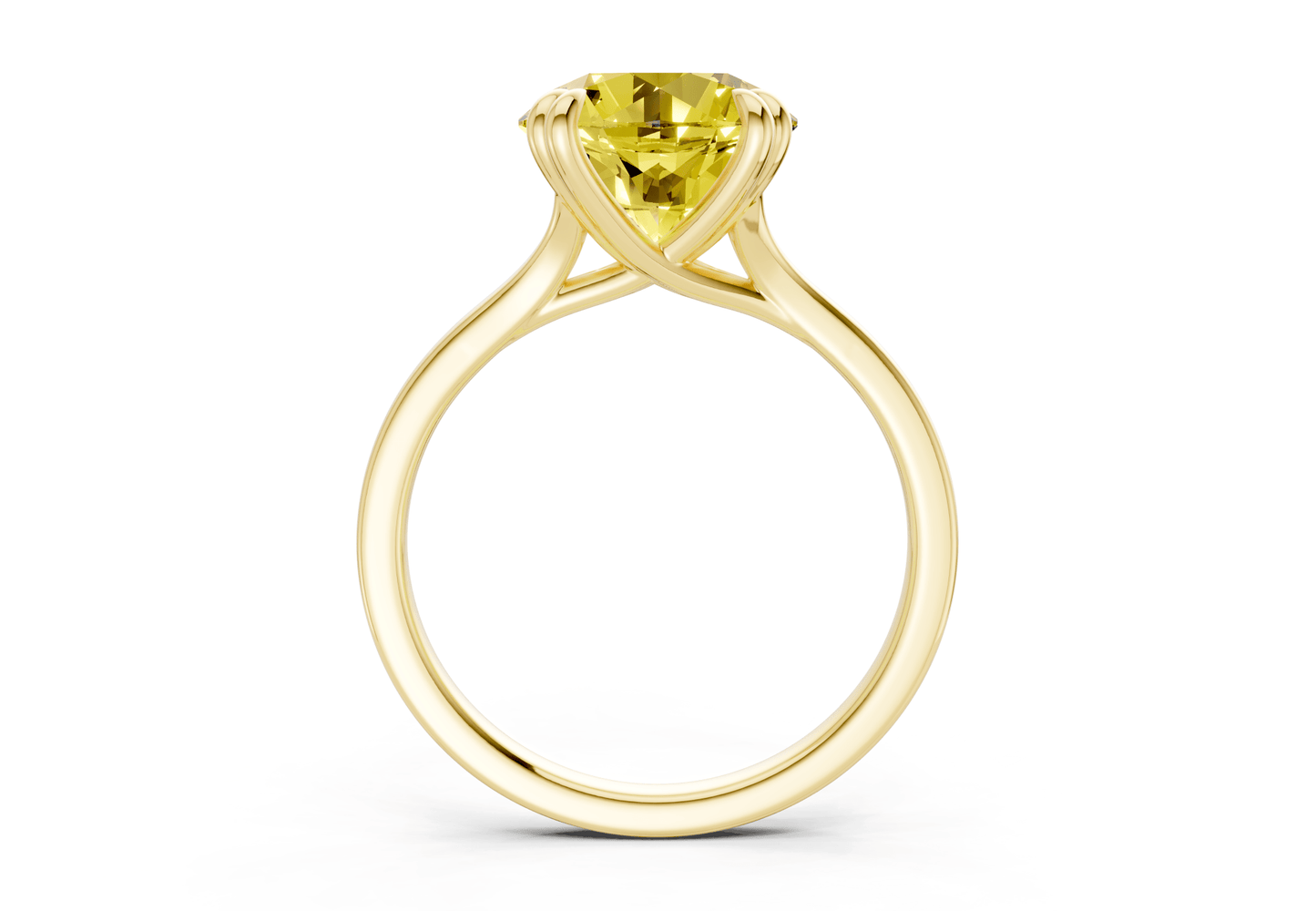 Dahlia Yellow Diamond Solitaire Round Cut 1.8mm Engagement Ring - Ring Premier