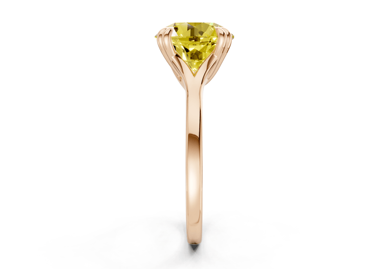 Dahlia Yellow Diamond Solitaire Round Cut 1.8mm Engagement Ring - Ring Premier