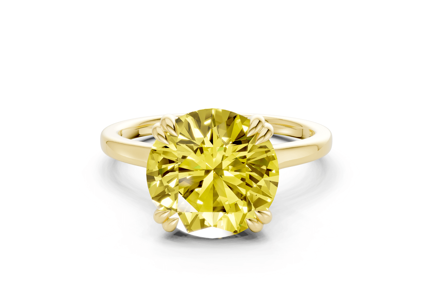 Dahlia Yellow Diamond Solitaire Round Cut 1.8mm Engagement Ring - Ring Premier
