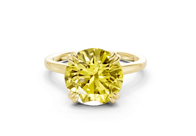 Dahlia Yellow Diamond Solitaire Round Cut 1.8mm Engagement Ring