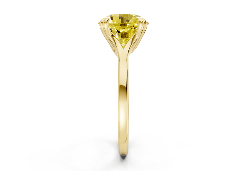 Dahlia Yellow Diamond Solitaire Round Cut 1.8mm Engagement Ring - Ring Premier