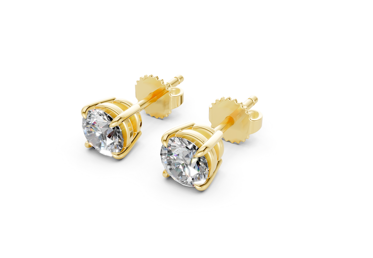 2 Carat Round Lab-Grown Diamond Stud Earrings (2 ct tw) - Geneva 4-Prong Basket, D VVS1, IGI Certified