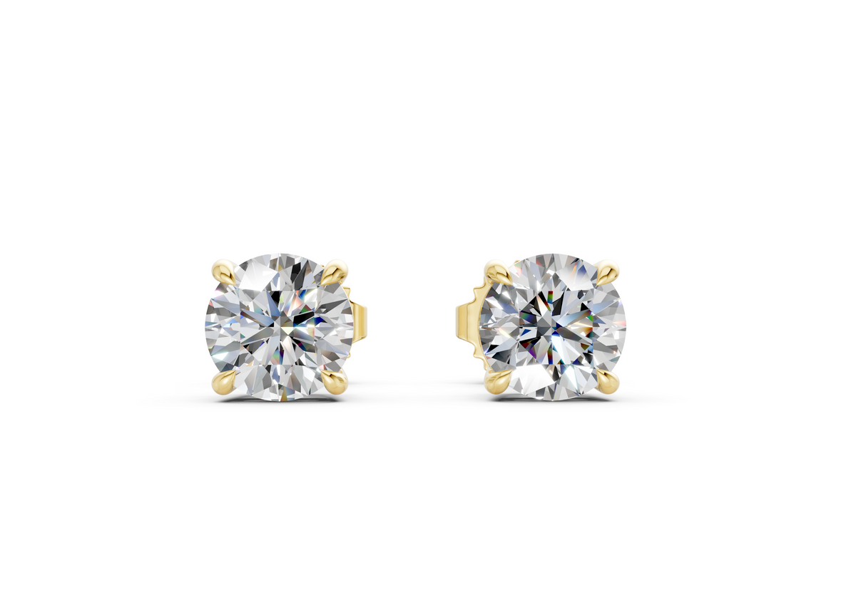 2.05 ct tw Round Lab-Grown Diamond Stud Earrings, Platinum - Geneva 4-Prong Basket, Guardian-back