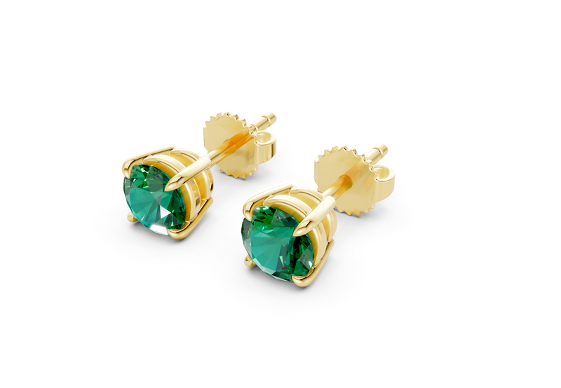 Geneva Classic Emerald Gemstone Round Cut Studs