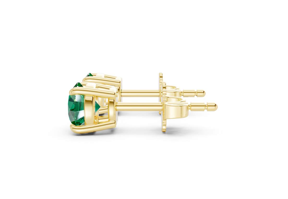 Geneva Classic Emerald Gemstone Round Cut Studs