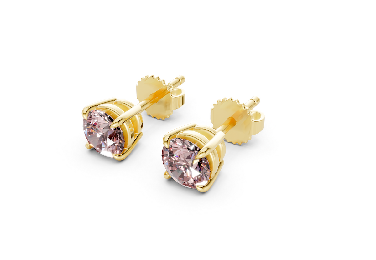 Geneva Classic Pink Diamond Round Cut Studs