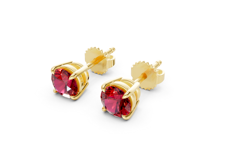 Geneva Classic Ruby Gemstone Round Cut Studs