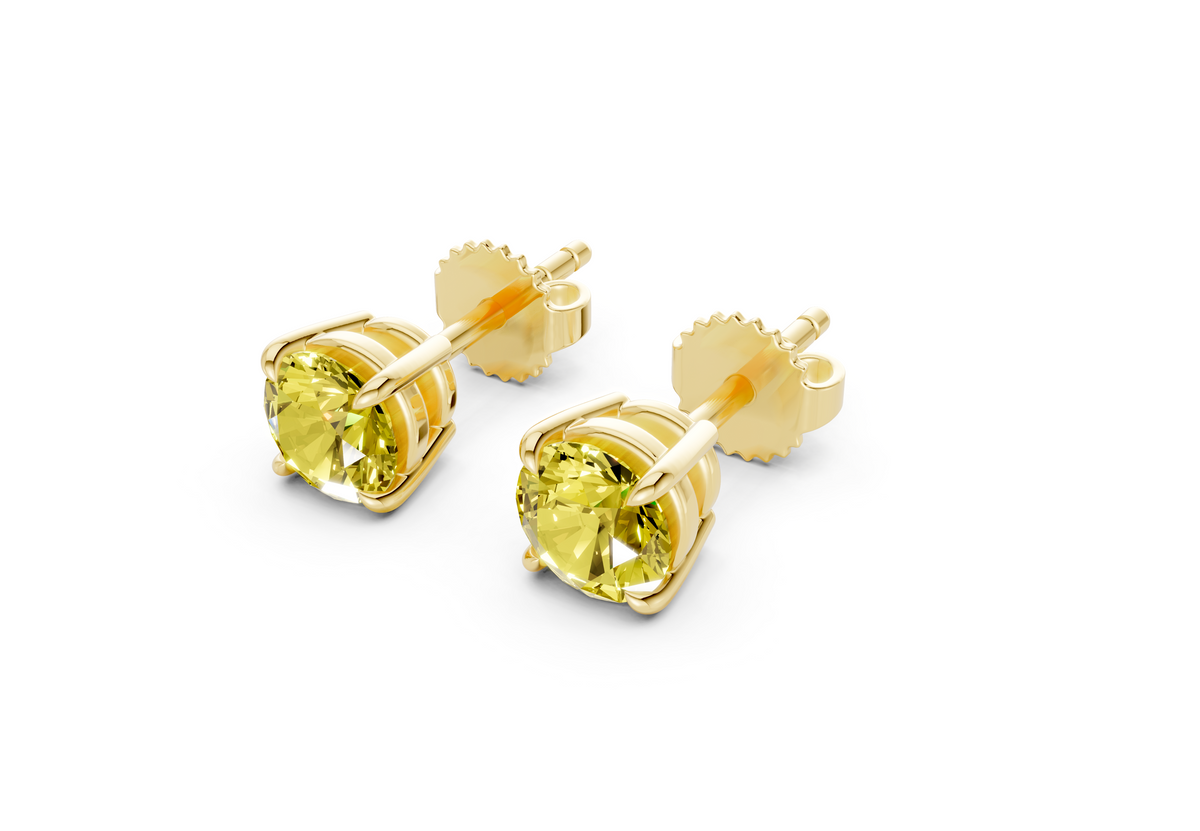 Geneva Classic Yellow Diamond Round Cut Studs