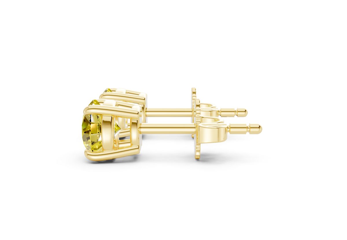 Geneva Classic Yellow Diamond Round Cut Studs