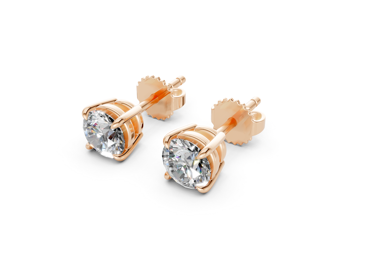 1 Carat Round Lab-Grown Diamond Stud Earrings (1 ct tw) - Geneva 4-Prong Basket, E VVS2, IGI Certified