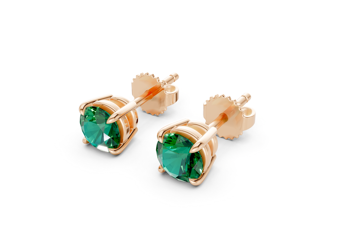 Geneva Classic Emerald Gemstone Round Cut Studs
