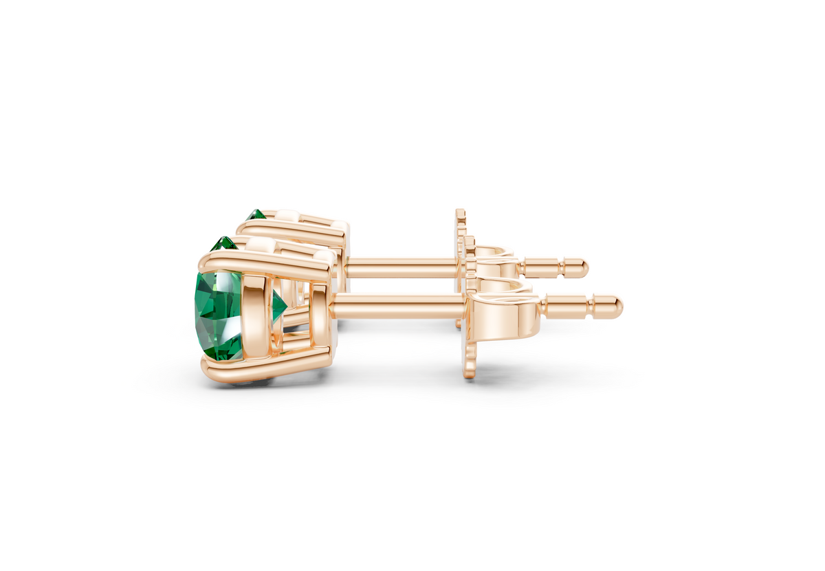 Geneva Classic Emerald Gemstone Round Cut Studs