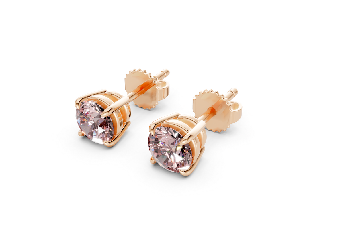Geneva Classic Pink Diamond Round Cut Studs