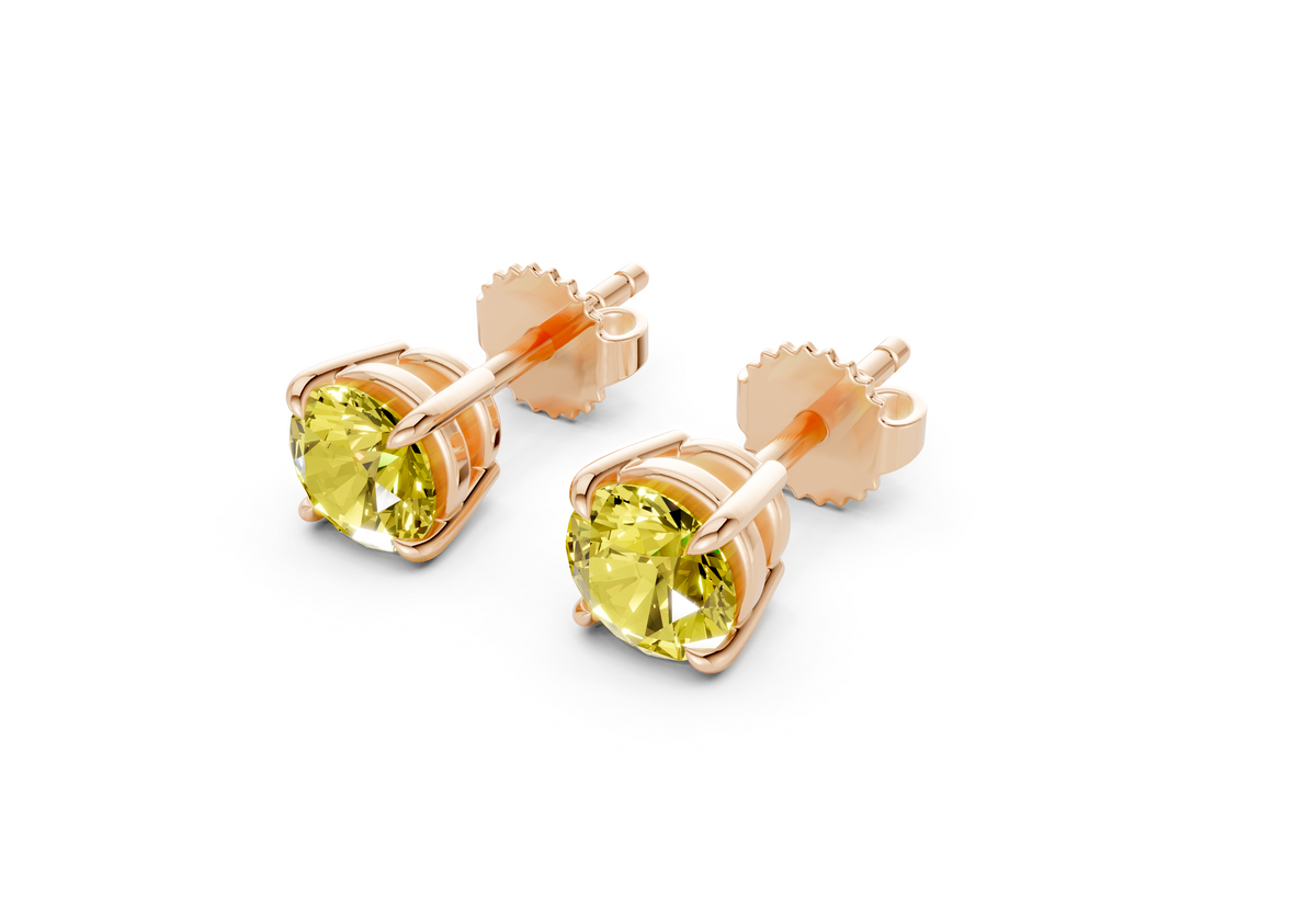 Geneva Classic Yellow Diamond Round Cut Studs
