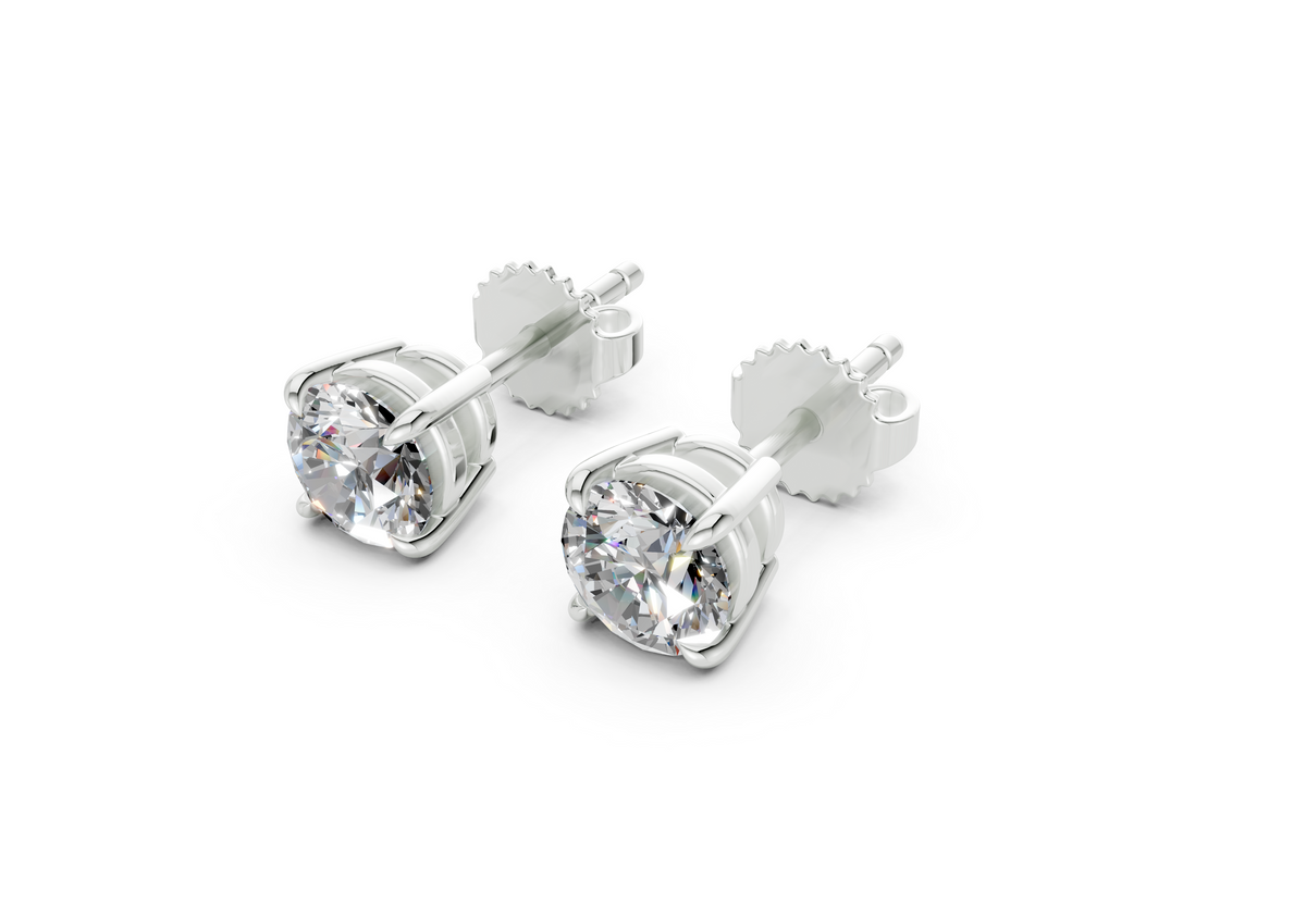1 Carat Round Lab-Grown Diamond Stud Earrings (1 ct tw) - Geneva 4-Prong Basket, E VVS2, IGI Certified