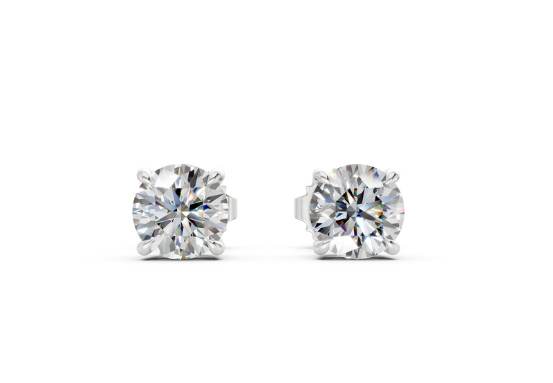 3.15 ct tw Round Lab-Grown Diamond Stud Earrings, 14K White Gold - Geneva 4-Prong Basket