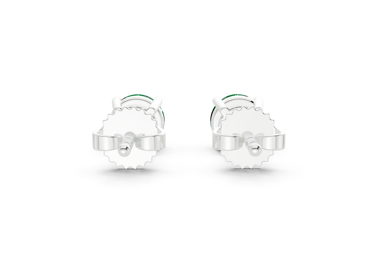 Geneva Classic Emerald Gemstone Round Cut Studs